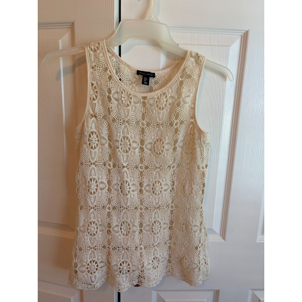 WILLI SMITH BEIGE CROCHET TANK TOP